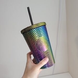 Starbucks 2023 Studded Oil Slick Metallic Rainbow Tumbler 16oz Grande Cup